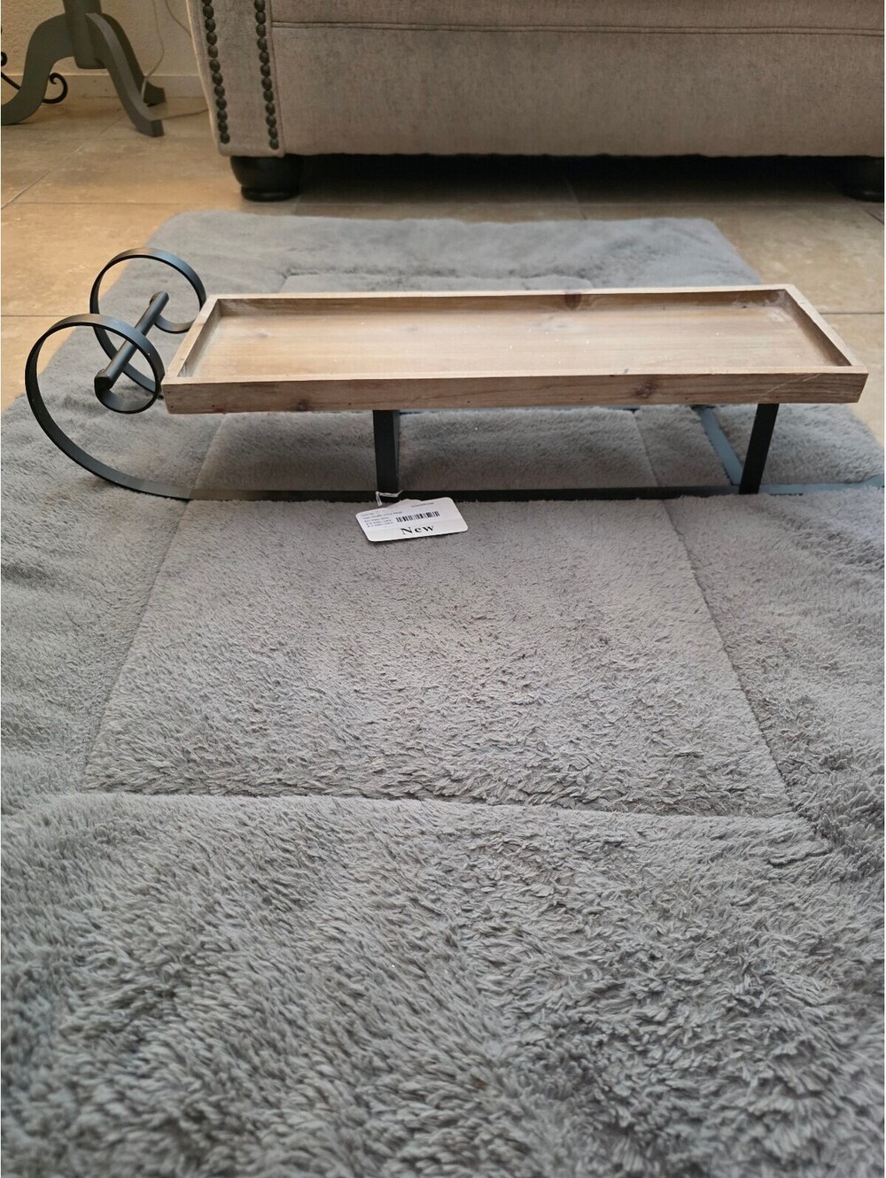 Rustic Wooden and Metal Bed Tray